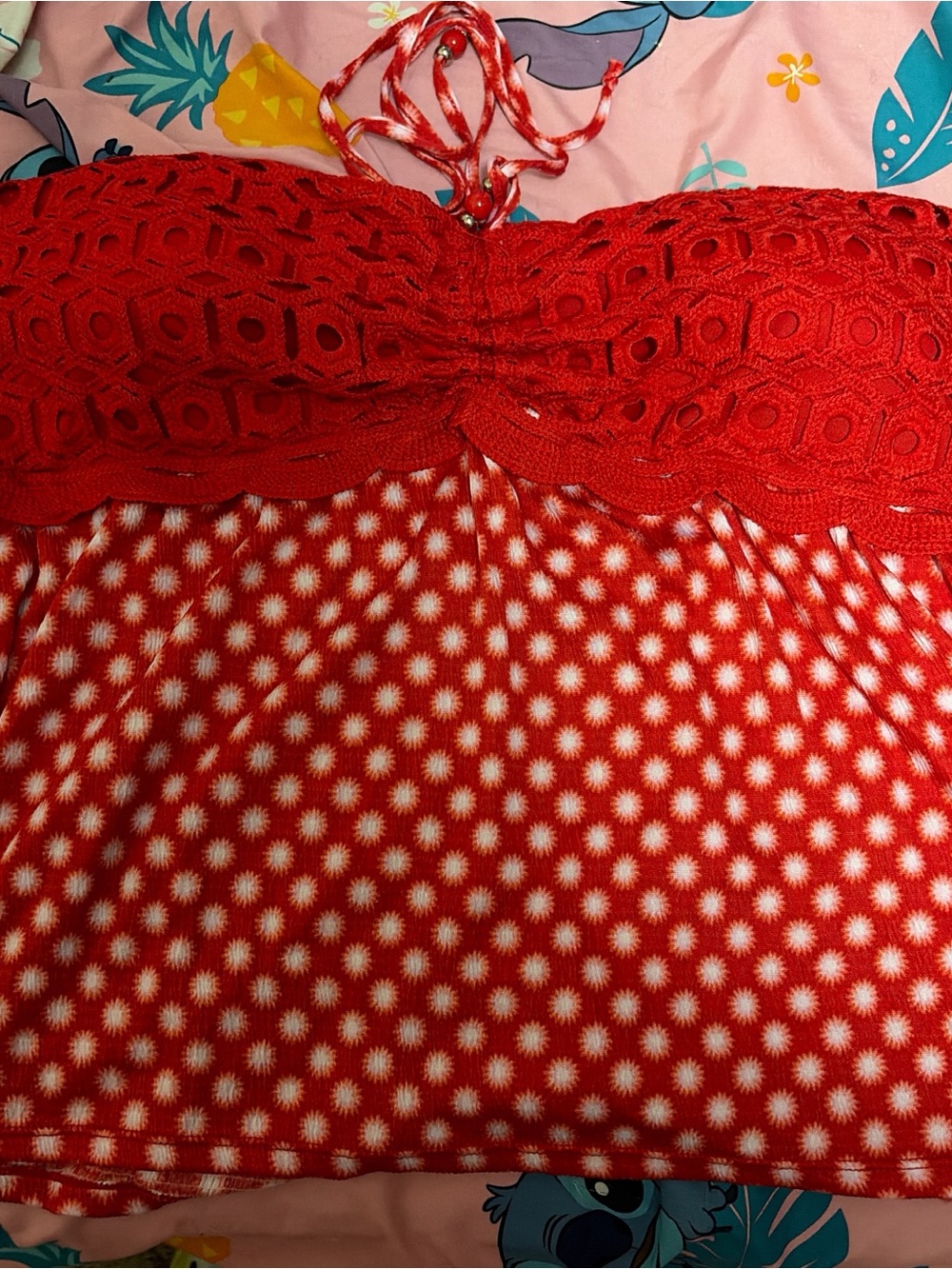 No Boundaries Red and White Smocked Tube Top